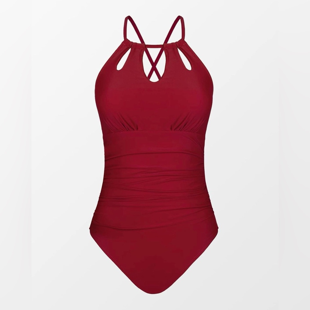 Cupshe Women's One Piece Swimsuit High Neck Tummy Control Swimwear Bathing Suit